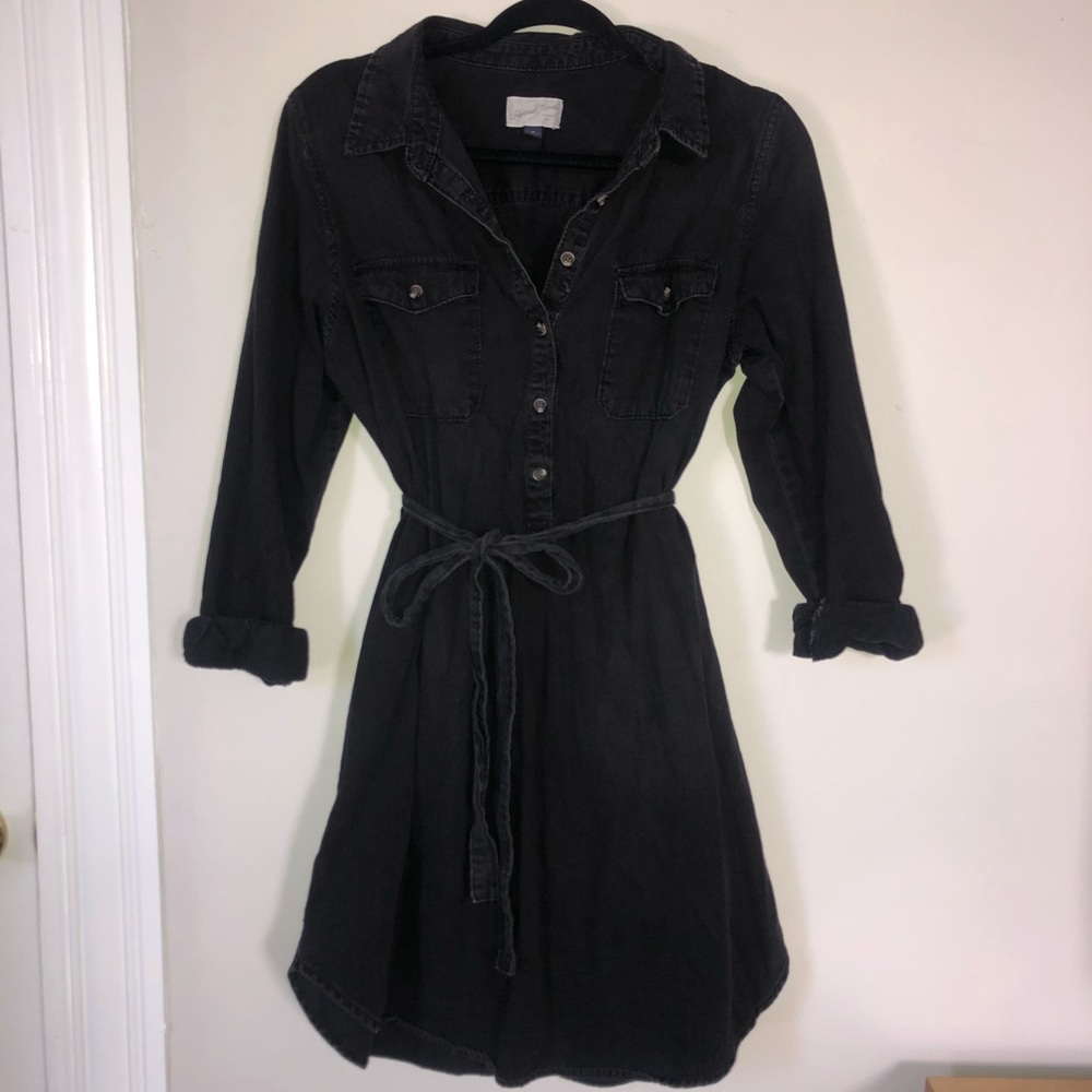 Black Denim Button Up Dress
